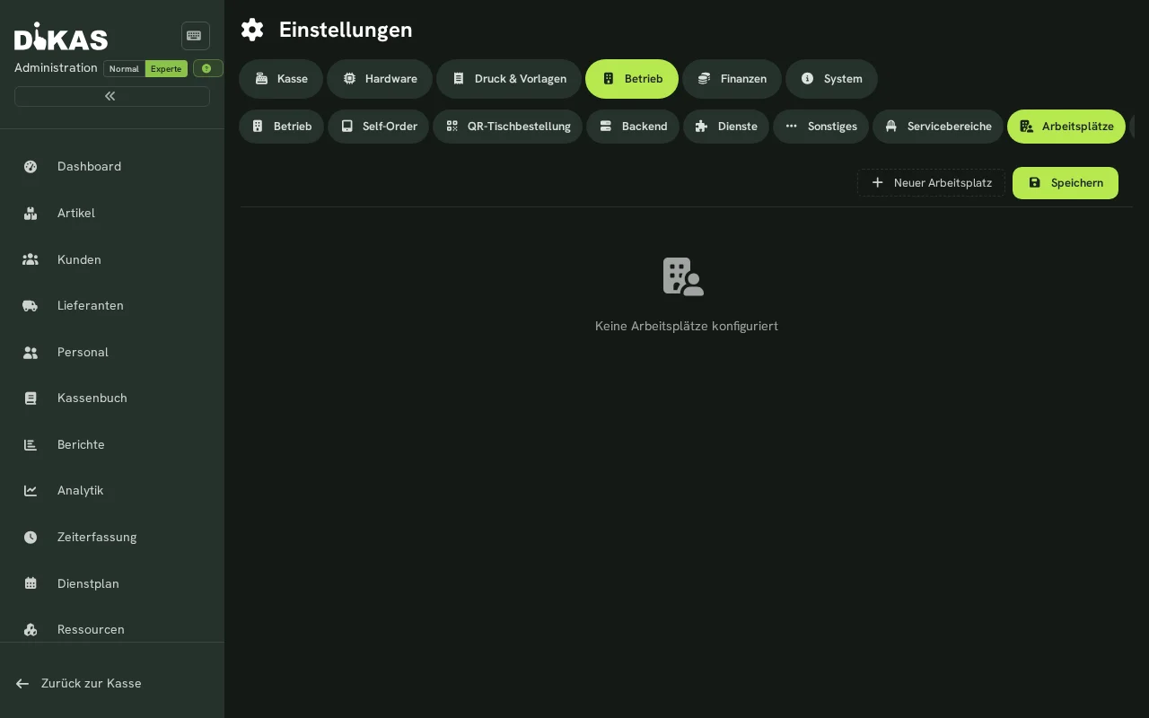 Arbeitsplätze verwalten